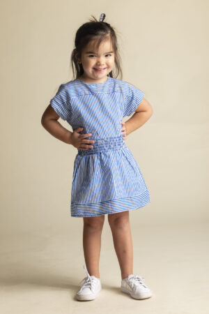 blauw met wit gestreept kleed baby like flo