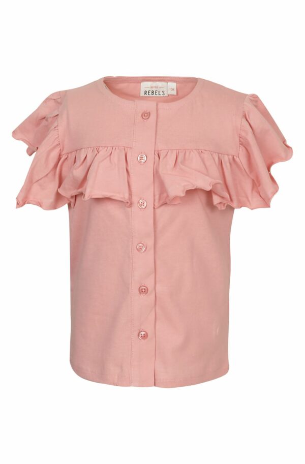 zacht roze t-shirt met ruches mini rebels meisjes