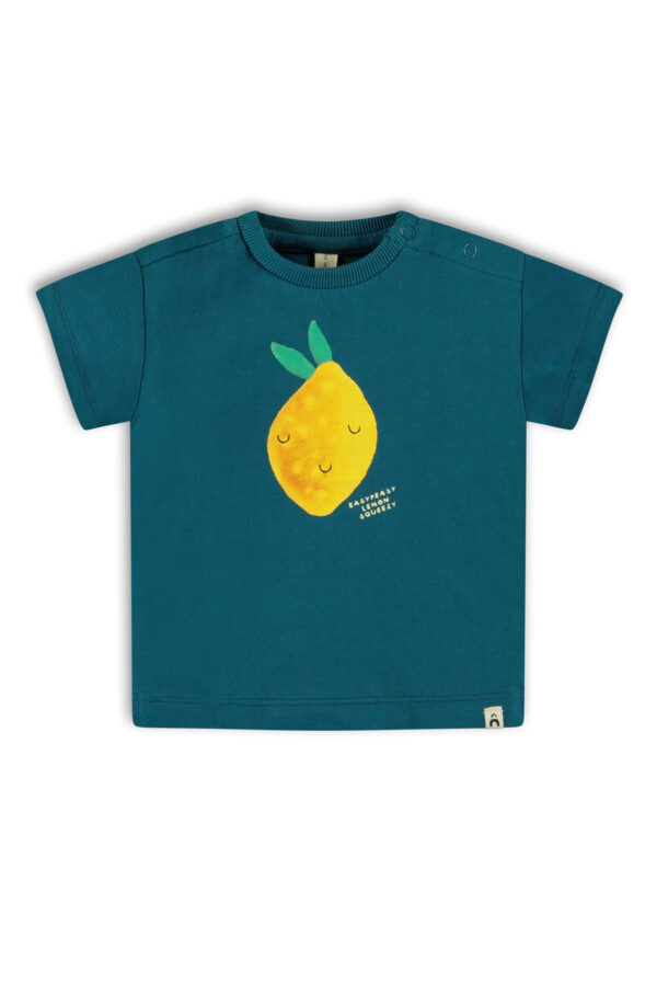 Donkerblauwe t-shirt the new chapter fruit citroen