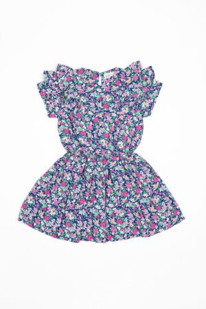 kleedje bloemetjes roze groen blauw meisje