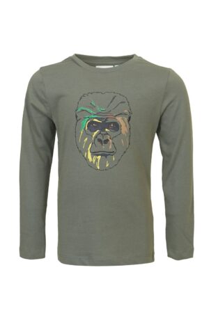 kaki t-shirt met lange mouwen mini rebels gorilla