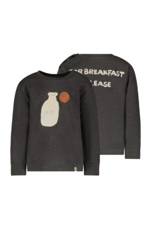 t-shirt met lange mouwen antraciet jongen meisje unisex the new chapter breakfast