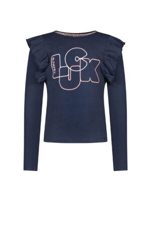 blauwe tshirt met lange mouwen b.nosy meisjes ruches