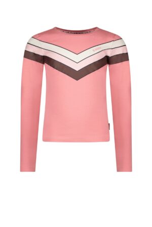 roze tshirt met lange mouwen b.nosy meisjes bruin wit
