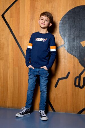 navy donkerblauwe tshirt met lange mouwen b.nosy jongens rebel