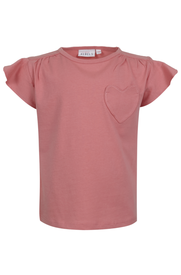 roze T-shirt voor meisjes koraal hartje zakje mini rebels