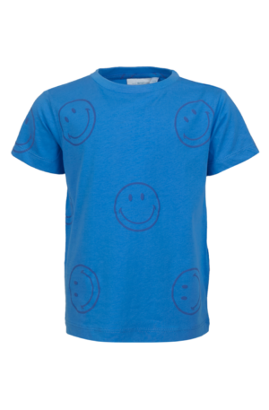 T-shirt smiley jongens blauw mini rebels