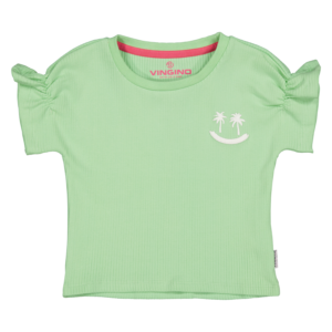 groene geribde tshirt voor meisjes vingino aansluitend mouwen speciaal smiley