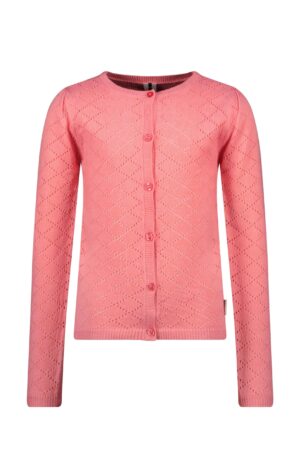 roze gebreide gilet cardigan meisjes B.nosy roze gepofte mouwen