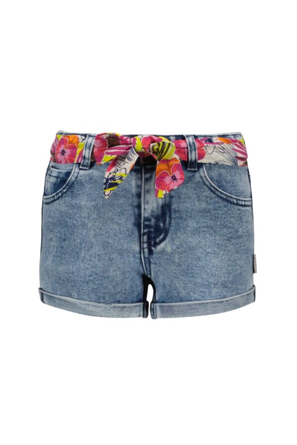 jeansshort voor meisjes lint bloemenprint b.nosy