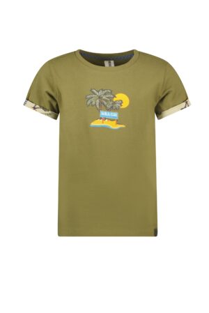 t-shirt jongens kaki b.nosy palmboom zon