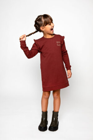 sweatjurk bordeaux no way monday meisjes frunjes ruches