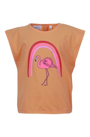oranje t-shirt flamingo roze mini rebels meisje