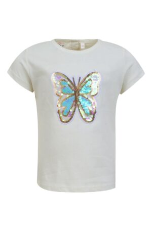 ecru t-shirt meisjes vlinder pailletten mini rebels
