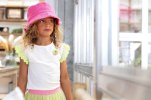 topje wit groen broderie mouwen b.nosy meisjes tshirt