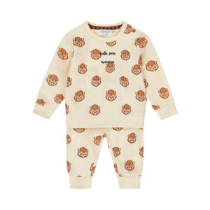 2delige set dirkje jongens beertje overall print broek pull babysuit pyjama ecru make some memories