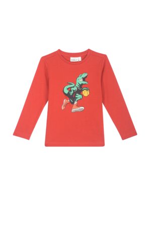 bordeaux tshirt met lange mouwen dino basketball mini rebels jongens