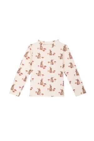 T-shirt met lange mouwen konijn paddenstoelen ecru mini rebels meisjes