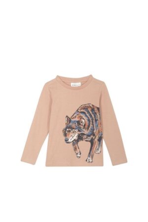 tshirt met lange mouwen wolf mini rebels jongens beige