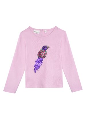 tshirt met lange mouwen mini rebels roze lila vogel meisjes pailletten