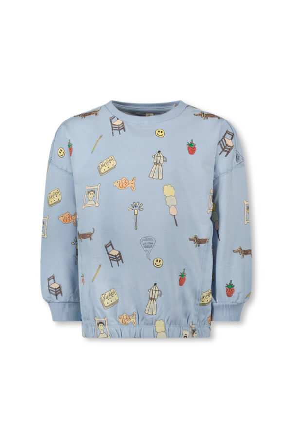 lichtblauwe oversized pull the new chapter jongens meisjes unisex funfetti overall print