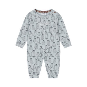 lichtblauwe pyjama pinguins 2delig dirkje jongens meisjes unisex overall print